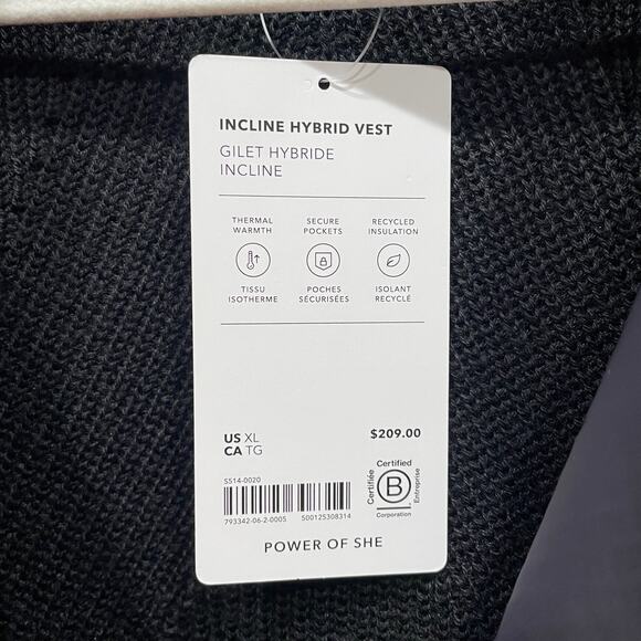 NWT Athleta Incline Hybrid Vest in Black - Size: XL - Picture 4 of 6